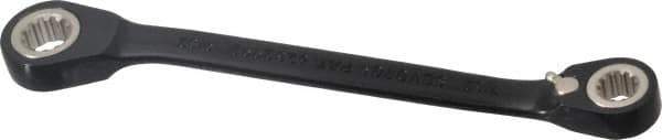 Proto - 7/32" x 9/32" 12 Point Spline Reversible Ratcheting Box Wrench - Double End, 11/16" Head Diam x 1/8" Head Thickness, 4-1/2" OAL, Steel, Black Chrome Finish - Exact Tool & Supply