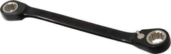 Proto - 1/4" x 5/16" 12 Point Spline Reversible Ratcheting Box Wrench - Double End, 11/16" Head Diam x 1/8" Head Thickness, 4-1/2" OAL, Steel, Black Chrome Finish - Exact Tool & Supply