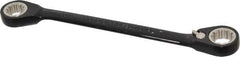Proto - 3/8" x 7/16" 12 Point Spline Reversible Ratcheting Box Wrench - Double End, 7/8" Head Diam x 1/8" Head Thickness, 5-15/16" OAL, Steel, Black Chrome Finish - Exact Tool & Supply