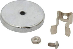 Mag-Mate - 7 Lb Max Pull Force, 7/8" Overall Height, 1.24" Diam, Ceramic Cup Magnet - Clamp Style, 3/8" Clamp Opening, Chrome Plated - Exact Tool & Supply