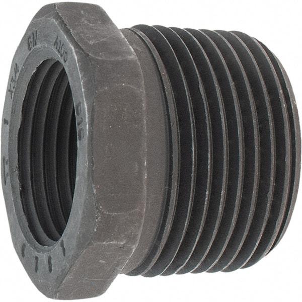 Made in USA - Size 1 x 3/4", Class 3,000, Forged Carbon Steel Black Pipe Hex Bushing - 3,000 psi, Threaded End Connection - Exact Tool & Supply