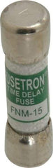 Cooper Bussmann - 250 VAC, 15 Amp, Time Delay General Purpose Fuse - Fuse Holder Mount, 1-1/2" OAL, 10 at AC kA Rating, 13/32" Diam - Exact Tool & Supply