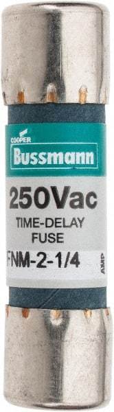 Cooper Bussmann - 250 VAC, 2.25 Amp, Time Delay General Purpose Fuse - Fuse Holder Mount, 1-1/2" OAL, 10 at 125 V kA Rating, 13/32" Diam - Exact Tool & Supply