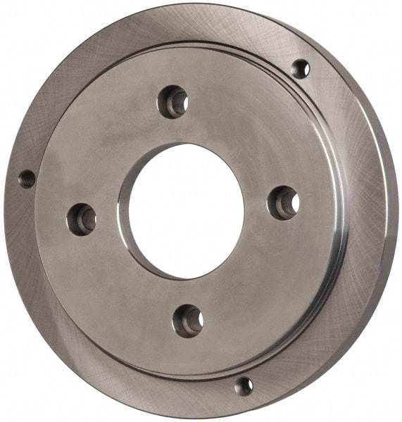 Buck Chuck Company - Adapter Back Plate for 10" Diam Self Centering Lathe Chucks - A1/A2-6 Mount, 3-1/4" Through Hole Diam, 7.858mm ID, 10" OD, 0.911" Flange Height, Steel - Exact Tool & Supply