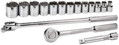 SK - 16 Piece 1/2" Drive Socket Set - 6, 12 Points, 7/16" to 1-1/4" Range, Inch Measurement Standard - Exact Tool & Supply