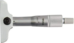 Mitutoyo - 0 to 1" Range, 1 Rod, Mechanical Depth Micrometer - Ratchet Stop Thimble, 2-1/2" Base Length, 0.01mm Graduation, 4mm Rod Diam - Exact Tool & Supply
