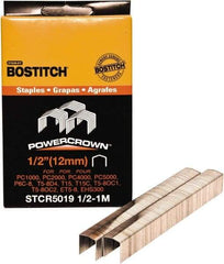 Stanley Bostitch - 1/2" Long x 7/16" Wide, 24 Gauge Crowned Construction Staple - Steel, Chisel Point - Exact Tool & Supply
