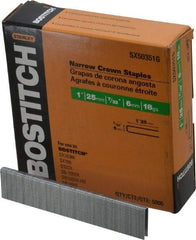 Stanley Bostitch - 1" Long x 7/32" Wide, 18 Gauge Crowned Construction Staple - Steel, Galvanized Finish - Exact Tool & Supply