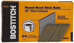 Stanley Bostitch - 0.12" Shank Diam 3" Long Framing Nails for Power Nailers - Steel, Smooth Shank, Angled Stick Wire Collation, Round Head, Diamond Point - Exact Tool & Supply