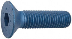 Metric Blue - M3x0.50 Metric Coarse Hex Socket Drive, 90° Flat Screw - Grade 10.9 Alloy Steel, Metric Blue Finish, Fully Threaded, 10mm OAL - Exact Tool & Supply
