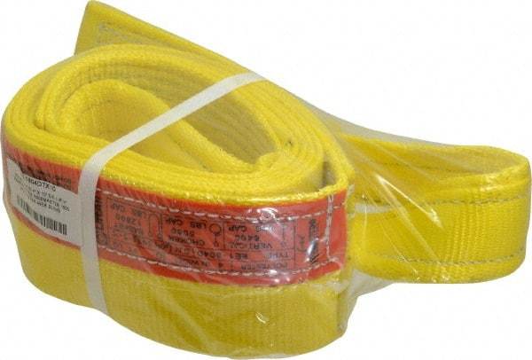 Lift-All - 10' Long x 4" Wide, 6,400 Lb Vertical Capacity, 1 Ply, Polyester Web Sling - 5,000 Lb Choker Capacity, Yellow - Exact Tool & Supply
