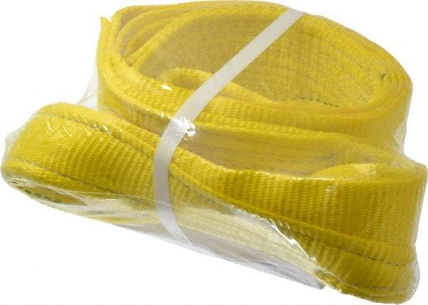 Lift-All - 8' Long x 4" Wide, 6,400 Lb Vertical Capacity, 1 Ply, Polyester Web Sling - 5,000 Lb Choker Capacity, Yellow - Exact Tool & Supply