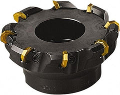 Seco - 5.39" Cut Diam, 1-1/2" Arbor Hole, 0.197" Max Depth of Cut, 43° Indexable Chamfer & Angle Face Mill - 8 Inserts, OFE. 070405 Insert, Right Hand Cut, 8 Flutes, Series R220.43 - Exact Tool & Supply