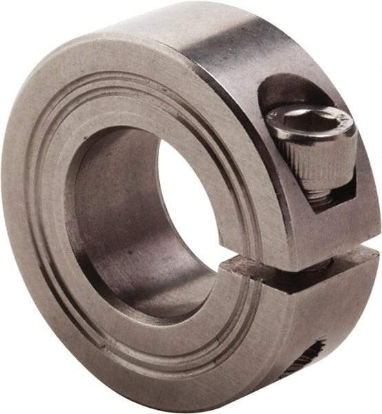Climax Metal Products - 21mm Bore, Stainless Steel, One Piece Clamp Collar - 1-3/4" Outside Diam - Exact Tool & Supply