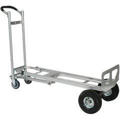 Wesco Industrial Products - 750 Lb Capacity 52" OAH 3 Position Hand Truck - 12 x 51" Base Plate, Continuous Handle, Aluminum, Full Pneumatic Wheels - Exact Tool & Supply
