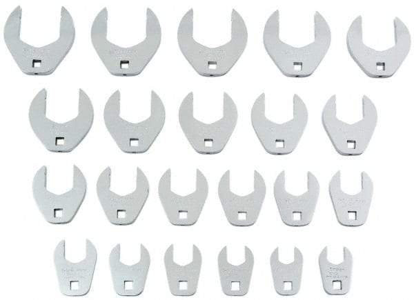 Proto - 22 Piece 1/2" Drive Open End Crowfoot Wrench Set - 15/16 to 2-1/2", with Clip Rail - Exact Tool & Supply
