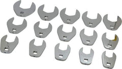 Proto - 15 Piece 1/2" Drive Open End Crowfoot Wrench Set - 1-1/16 to 2", with Clip Rail - Exact Tool & Supply