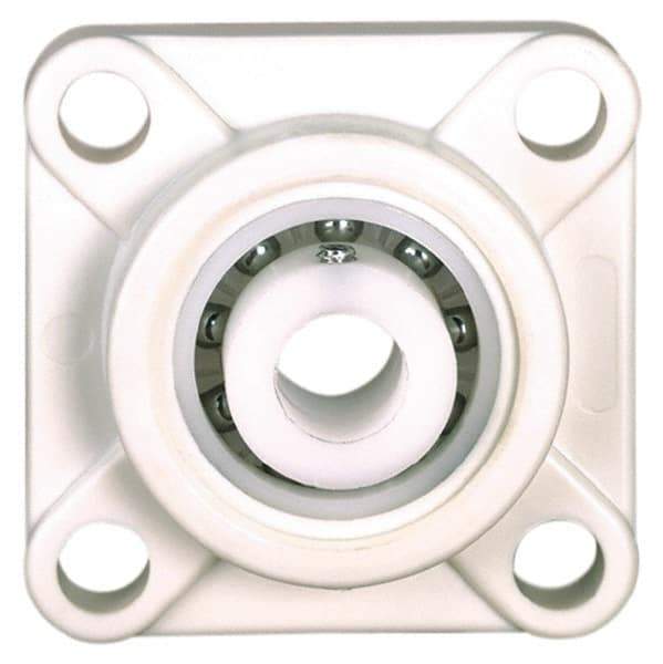 Made in USA - 3-25/64" OAL x 1-3/32" OAH Mounted Bearing/Pillow Block - 78 Lb Dyn Cap, Polyester - Exact Tool & Supply