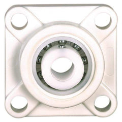 Made in USA - 3-25/64" OAL x 1-3/32" OAH Mounted Bearing/Pillow Block - 78 Lb Dyn Cap, Polyester - Exact Tool & Supply