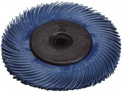 3M - 6" Diam, 7/16" Max Face Width, Plain Hole Radial Bristle Brush - 400 Grit, Super Fine Grade, 10,000 Max RPM, Blue - Exact Tool & Supply