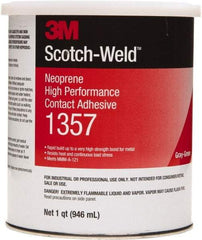 3M - 1 Qt Can Green Contact Adhesive - 1357 1QT HIGH PERFRMNC SCOTCHGRIP CONTACT ADHESV - Exact Tool & Supply