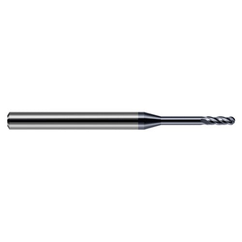 ‎0.025″ Dia. × 1/8″ Shank × 0.075″ DOC × 1-1/2″ OAL, Carbide AlTiN, Standard , 4 Flute, Ballnose End Mill - Exact Tool & Supply