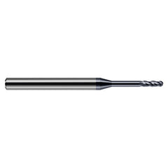 ‎0.025″ Dia. × 1/8″ Shank × 0.075″ DOC × 1-1/2″ OAL, Carbide AlTiN, Standard , 4 Flute, Ballnose End Mill - Exact Tool & Supply