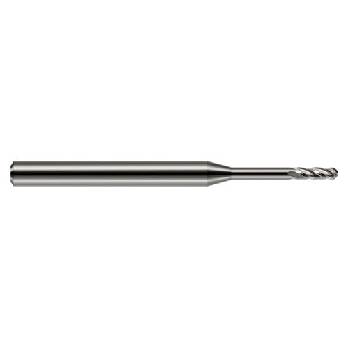 ‎0.039″ Dia. × 1/8″ Shank × 0.117″ DOC × 1-1/2″ OAL, Carbide Uncoated, Standard , 4 Flute, Ballnose End Mill - Exact Tool & Supply