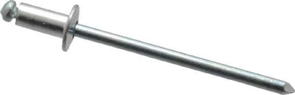 RivetKing - Size 42 Dome Head Aluminum Open End Blind Rivet - Steel Mandrel, 0.063" to 1/8" Grip, 1/4" Head Diam, 0.129" to 0.133" Hole Diam, 0.275" Length Under Head, 1/8" Body Diam - Exact Tool & Supply