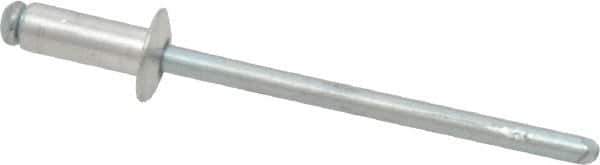 RivetKing - Size 43 Dome Head Aluminum Open End Blind Rivet - Steel Mandrel, 0.126" to 0.187" Grip, 1/4" Head Diam, 0.129" to 0.133" Hole Diam, 0.337" Length Under Head, 1/8" Body Diam - Exact Tool & Supply