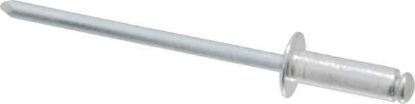 RivetKing - Dome Head Aluminum Open End Blind Rivet - Steel Mandrel, 0.188" to 1/4" Grip, 1/4" Head Diam, 0.129" to 0.133" Hole Diam, 0.4" Length Under Head, 1/8" Body Diam - Exact Tool & Supply