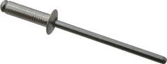RivetKing - Size 45 Dome Head Aluminum Open End Blind Rivet - Steel Mandrel, 0.251" to 0.312" Grip, 1/4" Head Diam, 0.129" to 0.133" Hole Diam, 0.462" Length Under Head, 1/8" Body Diam - Exact Tool & Supply