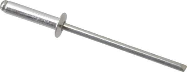 RivetKing - Size 46 Dome Head Aluminum Open End Blind Rivet - Steel Mandrel, 0.313" to 3/8" Grip, 1/4" Head Diam, 0.129" to 0.133" Hole Diam, 0.525" Length Under Head, 1/8" Body Diam - Exact Tool & Supply