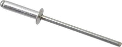RivetKing - Size 46 Dome Head Aluminum Open End Blind Rivet - Steel Mandrel, 0.313" to 3/8" Grip, 1/4" Head Diam, 0.129" to 0.133" Hole Diam, 0.525" Length Under Head, 1/8" Body Diam - Exact Tool & Supply