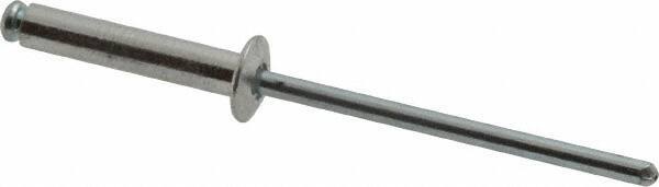 RivetKing - Size 48 Dome Head Aluminum Open End Blind Rivet - Steel Mandrel, 0.376" to 1/2" Grip, 1/4" Head Diam, 0.129" to 0.133" Hole Diam, 0.65" Length Under Head, 1/8" Body Diam - Exact Tool & Supply