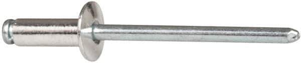 RivetKing - Size 54 Dome Head Aluminum Open End Blind Rivet - Steel Mandrel, 0.188" to 1/4" Grip, 0.312" Head Diam, 0.16" to 0.164" Hole Diam, 0.425" Length Under Head, 5/32" Body Diam - Exact Tool & Supply