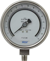 Wika - 4" Dial, 1/4 Thread, 0-30 Scale Range, Pressure Gauge - Lower Connection Mount, Accurate to 0.25% of Scale - Exact Tool & Supply