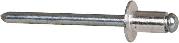 RivetKing - Size 62 Dome Head Aluminum Open End Blind Rivet - Steel Mandrel, 0.02" to 1/8" Grip, 3/8" Head Diam, 0.192" to 0.196" Hole Diam, 0.325" Length Under Head, 3/16" Body Diam - Exact Tool & Supply