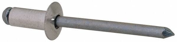 RivetKing - Size 64 Dome Head Aluminum Open End Blind Rivet - Steel Mandrel, 0.188" to 1/4" Grip, 3/8" Head Diam, 0.192" to 0.196" Hole Diam, 0.45" Length Under Head, 3/16" Body Diam - Exact Tool & Supply