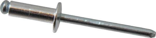 RivetKing - Size 66 Dome Head Aluminum Open End Blind Rivet - Steel Mandrel, 0.251" to 3/8" Grip, 3/8" Head Diam, 0.192" to 0.196" Hole Diam, 0.575" Length Under Head, 3/16" Body Diam - Exact Tool & Supply
