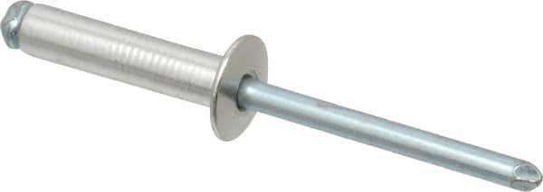 RivetKing - Size 610 Dome Head Aluminum Open End Blind Rivet - Steel Mandrel, 0.501" to 5/8" Grip, 3/8" Head Diam, 0.192" to 0.196" Hole Diam, 0.825" Length Under Head, 3/16" Body Diam - Exact Tool & Supply