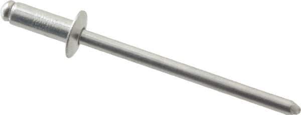 RivetKing - Size 43 Dome Head Aluminum Open End Blind Rivet - Aluminum Mandrel, 0.126" to 0.187" Grip, 1/4" Head Diam, 0.129" to 0.133" Hole Diam, 0.337" Length Under Head, 1/8" Body Diam - Exact Tool & Supply