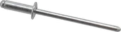RivetKing - Size 44 Dome Head Aluminum Open End Blind Rivet - Aluminum Mandrel, 0.188" to 1/4" Grip, 1/4" Head Diam, 0.129" to 0.133" Hole Diam, 0.4" Length Under Head, 1/8" Body Diam - Exact Tool & Supply