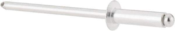RivetKing - Size 45 Dome Head Aluminum Open End Blind Rivet - Aluminum Mandrel, 0.251" to 0.312" Grip, 1/4" Head Diam, 0.129" to 0.133" Hole Diam, 0.462" Length Under Head, 1/8" Body Diam - Exact Tool & Supply