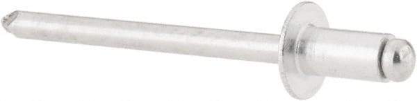 RivetKing - Size 52 Dome Head Aluminum Open End Blind Rivet - Aluminum Mandrel, 0.02" to 1/8" Grip, 0.312" Head Diam, 0.16" to 0.164" Hole Diam, 0.3" Length Under Head, 5/32" Body Diam - Exact Tool & Supply