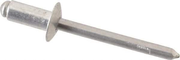 RivetKing - Size 64 Dome Head Aluminum Open End Blind Rivet - Aluminum Mandrel, 0.188" to 1/4" Grip, 3/8" Head Diam, 0.192" to 0.198" Hole Diam, 0.45" Length Under Head, 3/16" Body Diam - Exact Tool & Supply