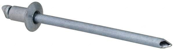 RivetKing - Size 41 Dome Head Steel Open End Blind Rivet - Steel Mandrel, 0.02" to 0.062" Grip, 1/4" Head Diam, 0.129" to 0.133" Hole Diam, 0.212" Length Under Head, 1/8" Body Diam - Exact Tool & Supply