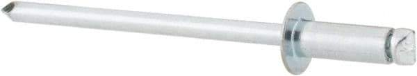 RivetKing - Size 43 Dome Head Steel Open End Blind Rivet - Steel Mandrel, 0.126" to 0.187" Grip, 1/4" Head Diam, 0.129" to 0.133" Hole Diam, 0.337" Length Under Head, 1/8" Body Diam - Exact Tool & Supply