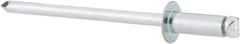 RivetKing - Size 43 Dome Head Steel Open End Blind Rivet - Steel Mandrel, 0.126" to 0.187" Grip, 1/4" Head Diam, 0.129" to 0.133" Hole Diam, 0.337" Length Under Head, 1/8" Body Diam - Exact Tool & Supply