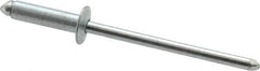 RivetKing - Size 45 Dome Head Steel Open End Blind Rivet - Steel Mandrel, 0.251" to 0.312" Grip, 1/4" Head Diam, 0.129" to 0.133" Hole Diam, 0.462" Length Under Head, 1/8" Body Diam - Exact Tool & Supply